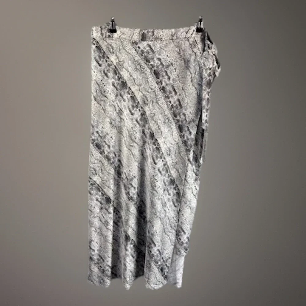 Y2K Vintage The Limited Maxi‎ Skirt 14 Snake Print Black White Wrap Silky Witchy